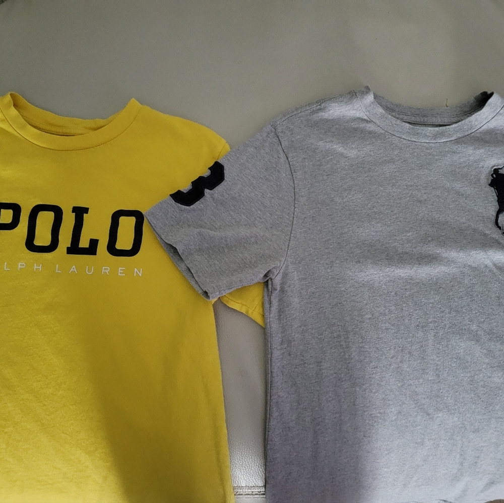 Set of Boys POLO Ralph Lauren Casual Tshirt  Medium Gray and Yellow. (2 in set